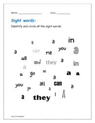 Identify and circle all the sight words