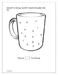 Circle all same 'l' letter on the mug worksheet. Count and write the number in the box
