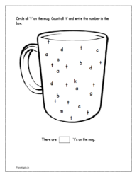 Circle all same 't' letter on the mug worksheet. Count and write the number in the box