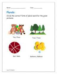 Circle the correct form of plural word for the given pictures