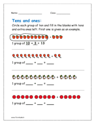 Place value tens and ones worksheets : Decomposing numbers