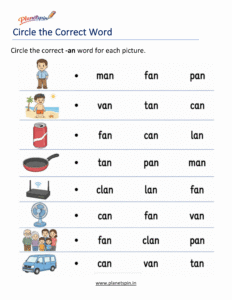 Circle the correct -AN word for each picture
