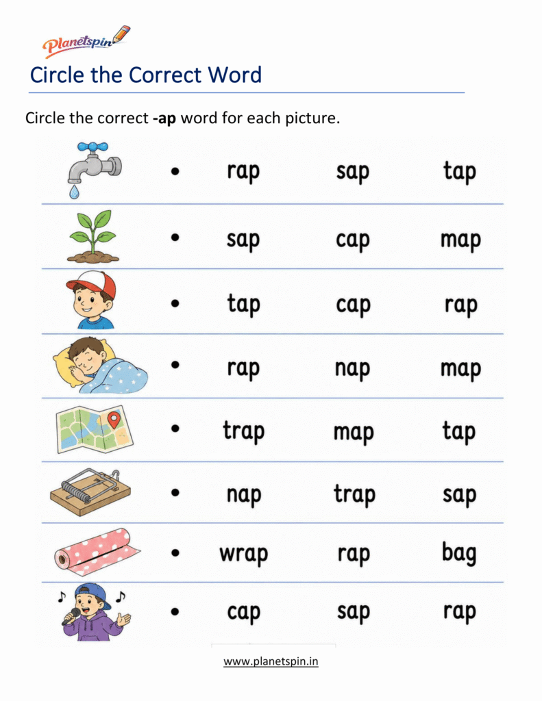 Free Printable -AP Word Family Worksheets PDF