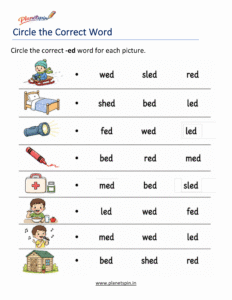 Free Printable -ED Word Family Worksheets PDF
