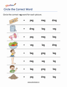 Free Printable -EG Word Family Worksheets PDF