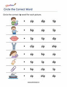 Free Printable -IP Word Family Worksheets PDF