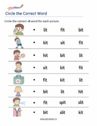 -IT Word Family Worksheets printable for Kindergarten