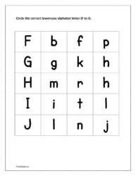 Circle the correct lowercase alphabet letter 