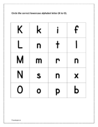 Circle the correct lowercase alphabet letter