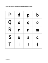 Circle the correct lowercase alphabet letter