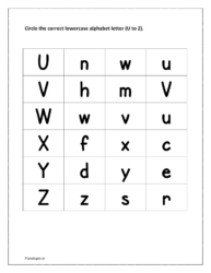 Circle the correct lowercase alphabet letter