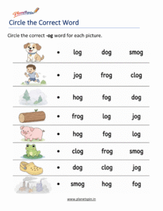Free Printable -OG Word Family Worksheets PDF