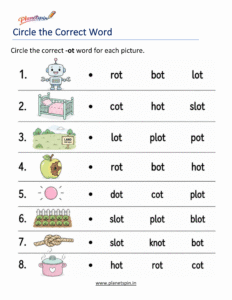 Free Printable -OT Word Family Worksheets PDF