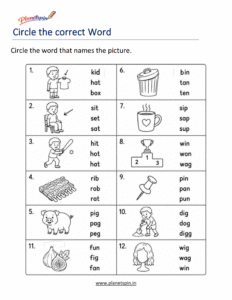 Printable Short I Phonics Worksheet for Kindergarten