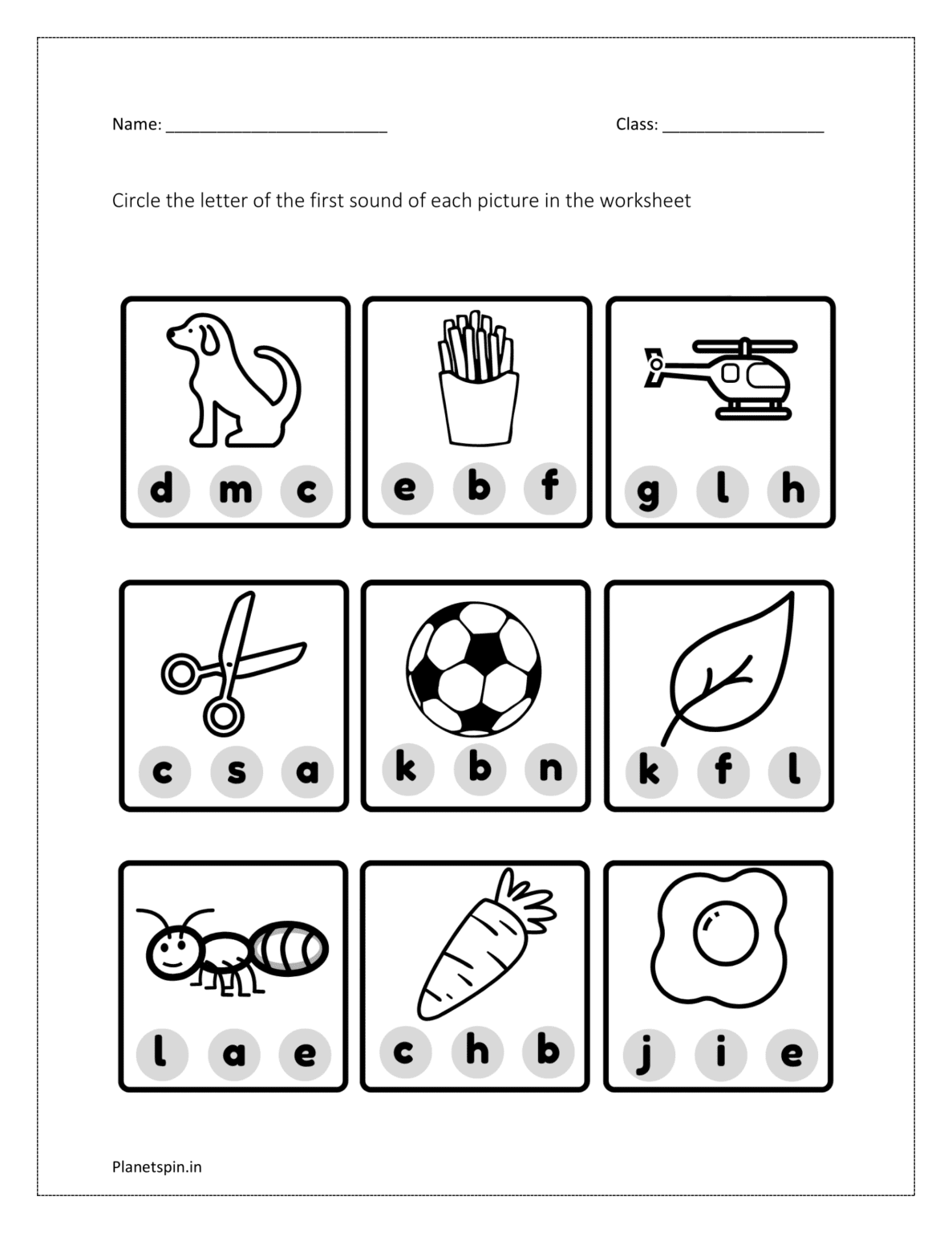 Beginning letter sound pictures worksheets