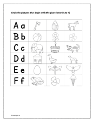 Circle the pictures that begin with the given letter (Match the picture with the letter worksheet)