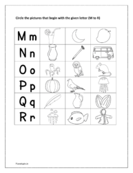 Circle the pictures that begin with the given letter (Match the picture with the letter worksheet)