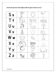 Circle the pictures that begin with the given letter (Match the picture with the letter worksheet)