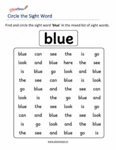 Circle the sight word blue activity worksheet