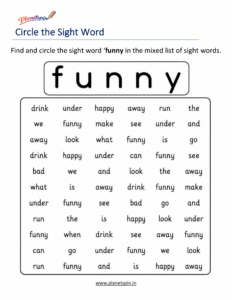 Circle the sight word funny activity worksheet