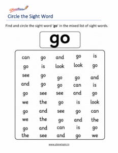 Circle the sight word go activity worksheet