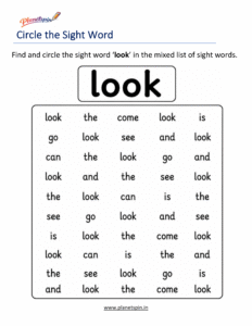 Circle the sight word look activity worksheet