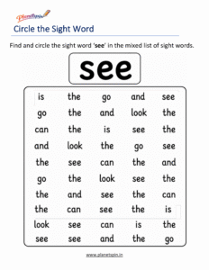 Circle the see activity worksheet