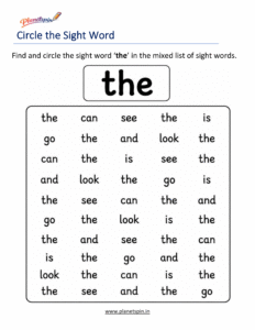 Circle the sight word the activity worksheet