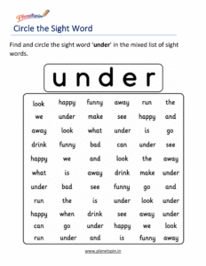 Circle the sight word under activity worksheet