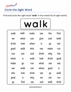 Circle the sight word walk activity worksheet