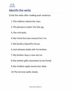 Circle the verbs after reading each sentence