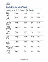 identify rhyming words worksheet kindergarten free printable