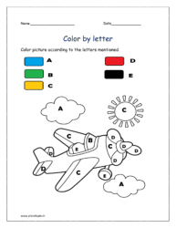 A to E: Color the aeroplane according to the letters mentioned (colors by letter)