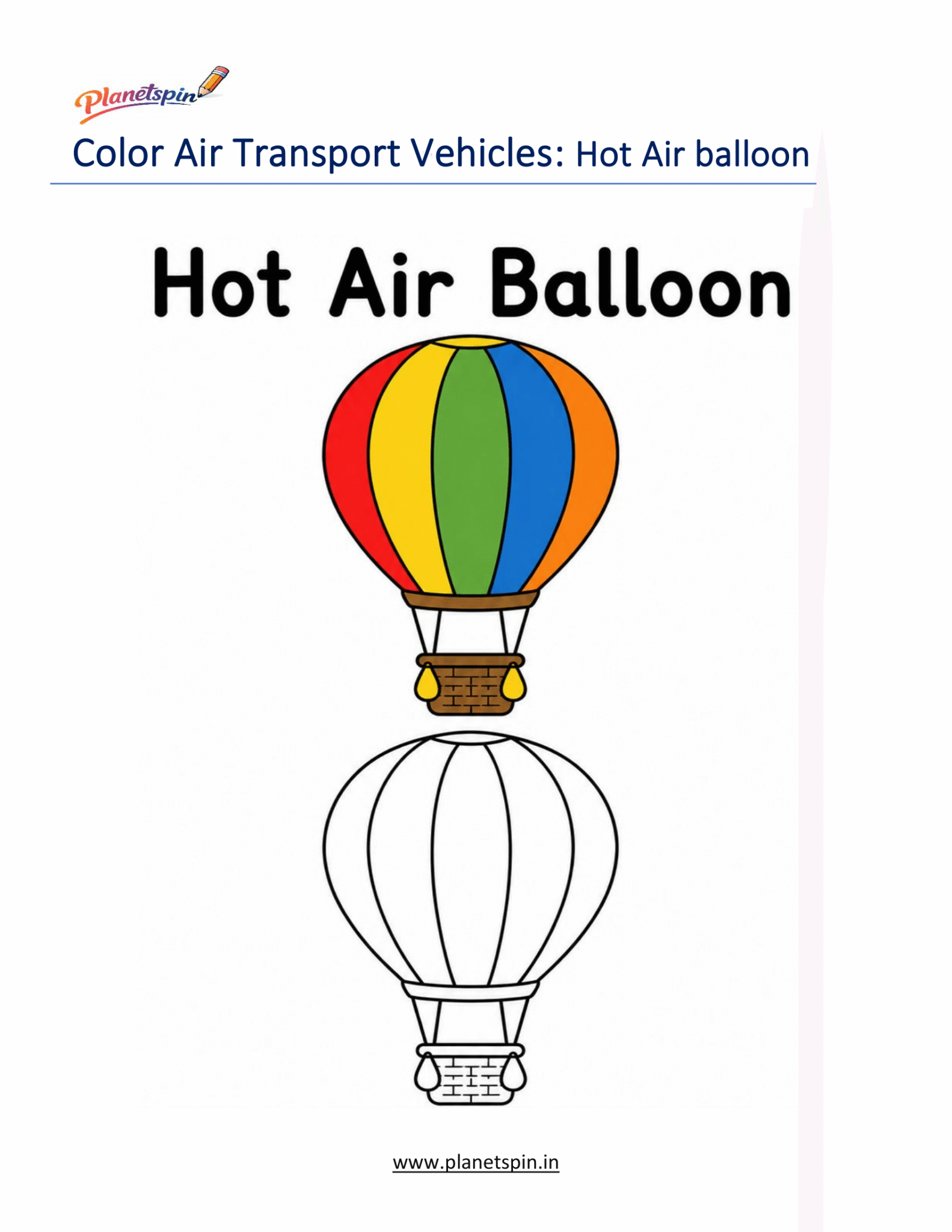 Air Transportation Coloring Pages for Kindergarten
