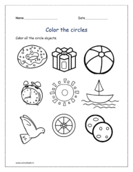Circle objects: Coloring all the circle shapes objects