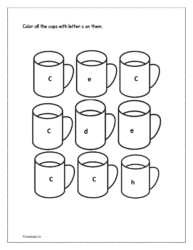 Cups: Color all the cups with letter c on them