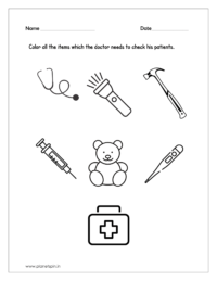Color all the items which the doctor needs to check his patients