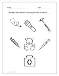 Color all the items which the doctor needs to check his patients