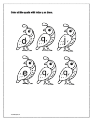 Quails coloring with letter q