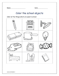School objects: Coloring all the things which are used in school