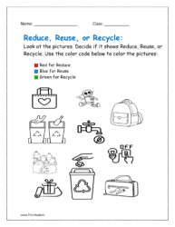 Reuse reduce recycle worksheet