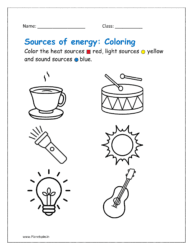 Sources of heat light and sound energy
