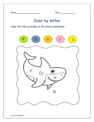 F to J: Color the fish according to the letters mentioned