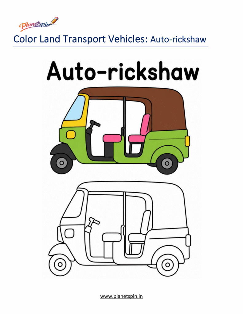 Land Transportation Coloring Pages for Kindergarten