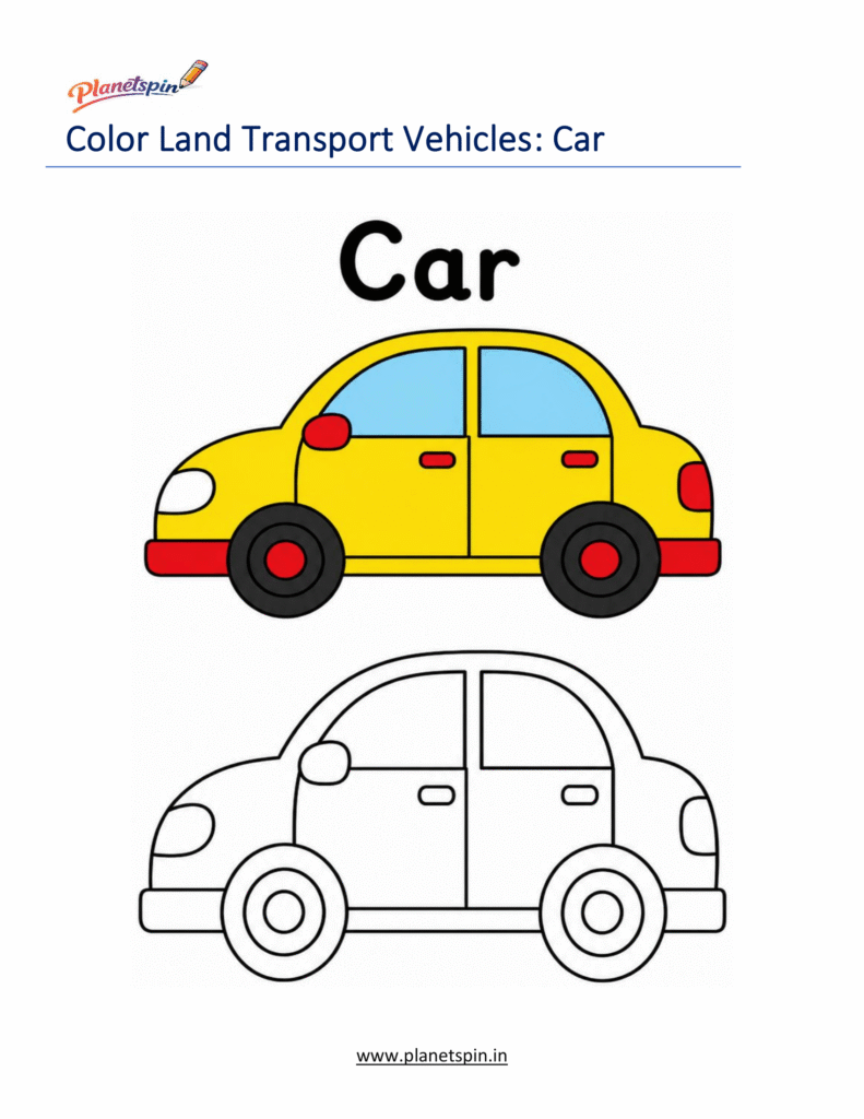 Land Transportation Coloring Pages for Kindergarten