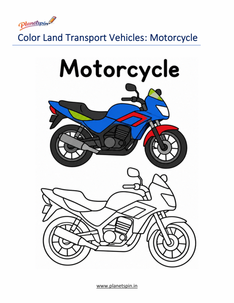 Land Transportation Coloring Pages for Kindergarten