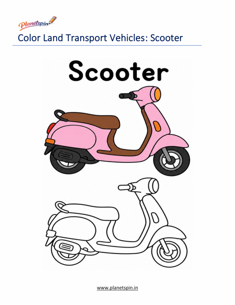 Land Transportation Coloring Pages for Kindergarten