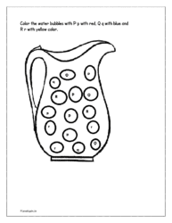 Color the water bubbles with the letters