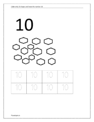 Color only 10 shapes and trace the number 10