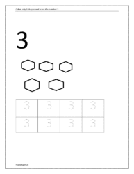 Color only 3 shapes and trace the number 3